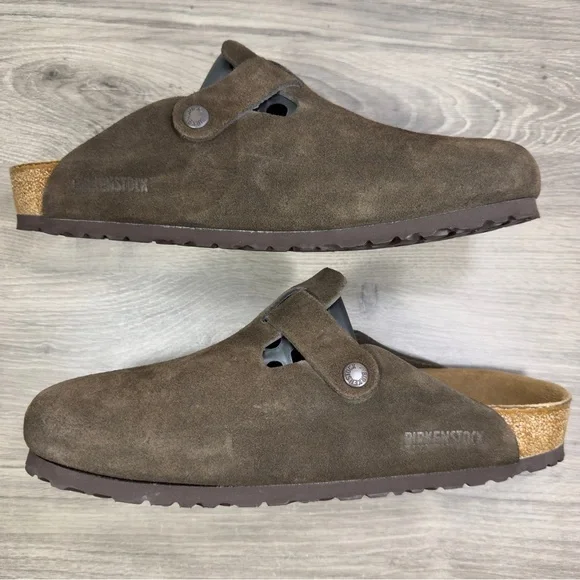 Birkenstock Boston Mocha Suede Clogs Soft Flat Comfort Casual Men’s Size 10-10.5 - Picture 3 of 10